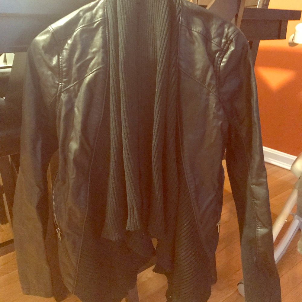 Blank NYC draped front faux leather jacket